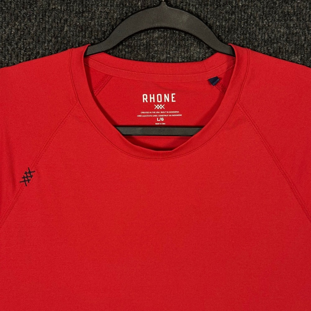 Rhone Reign Training Shirt Mens Large Red Short Sleeve Athletic Tee - Picture 2 of 11
